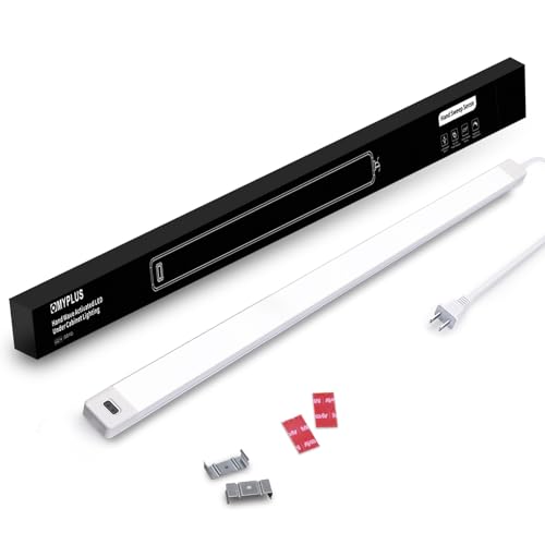 MYPLUS 24 Inch Under Cabinet Lights with Hand Wave 4000K Plug in Kitchen | Nature White,Dimmable,640 Lumen,CRI>90,110V,8.5W,Bright Counter,Shelf,Above the Sink - color: 4000K-Natural White, size: 24inch-1Pack