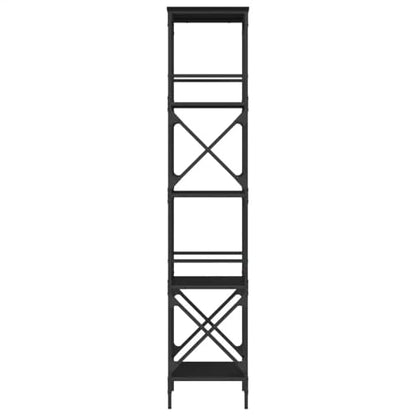 5-Tier Bookshelf Industrial Bookcase with Metal Frame, Tall Open Storage Display Shelving Unit for Living Room, Bedroom, Office, 23.2 x 13.8 x 67.3 Inches, Black - color: Black