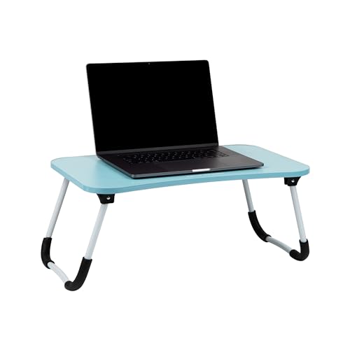 Mind Reader Lap Desk Laptop Stand, Bed Tray, Folding Legs, Couch Table, Portable, MDF, 23.25" L x 13.75" W x 10.5" H, Blue - color: Blue