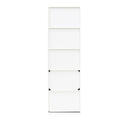 Furinno LUDER Book Shelf, 5-Tier Bookshelf, Bookcase with Open Shelves, 9.4 x 15.8 x 52, Easy Assembly, for Living Room, Bedroom, Home Office, White - color: White, size: 5-Tier