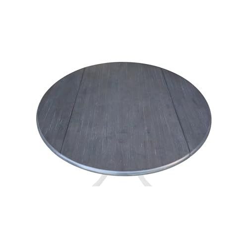 International Concepts Inch Dual 42 Drop Leaf Dining Table, White/Heather Gray - color: White/Heather Gray