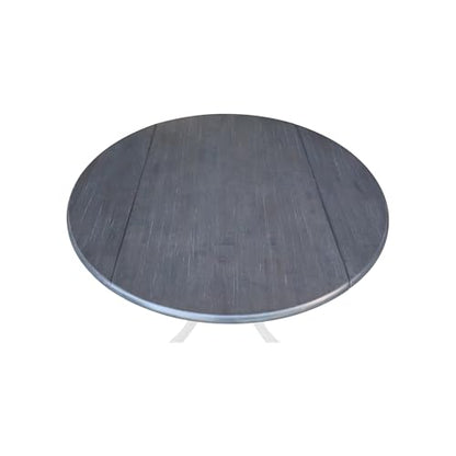 International Concepts Inch Dual 42 Drop Leaf Dining Table, White/Heather Gray - color: White/Heather Gray