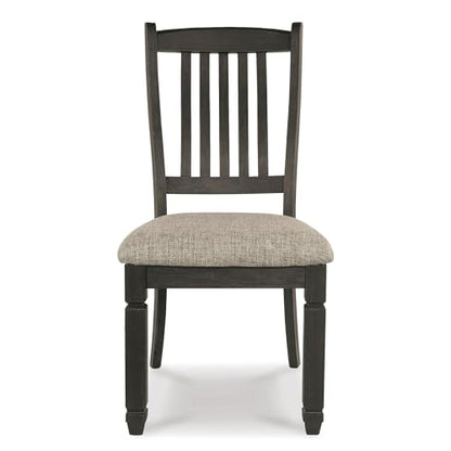 Signature Design by Ashley Tyler Creek Upholstered Dining Chairs, Set of 2 | Supportive slat-back solid and engineered wood frame, Grayish-brown cushioned seat, Reliable 250-lb capacity for daily use - color: Black