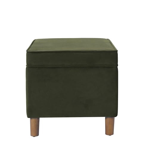 HomePop 24" Dinah Collection Storage Ottoman - Loden Green Velvet - color: Loden Green Velvet