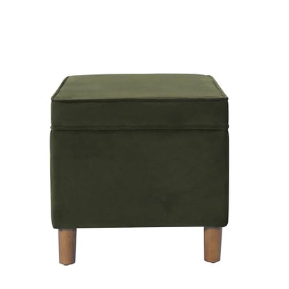 HomePop 24" Dinah Collection Storage Ottoman - Loden Green Velvet - color: Loden Green Velvet