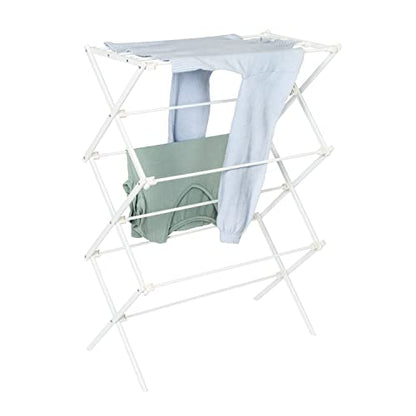 Honey-Can-Do Collapsible Laundry Drying Rack, Portable Clothes Rack, Space-Saving & Easy to Store Metal Garment Rack, Sturdy Clothes Dryer, Ideal for Small Spaces, Indoor & Outdoor Use, White