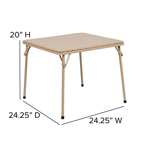 Flash Furniture Mindy Kids Folding Table, Tan | Vinyl Padded Top, Powder Coated Locking Legs, Daycare - color: Tan, size: Table
