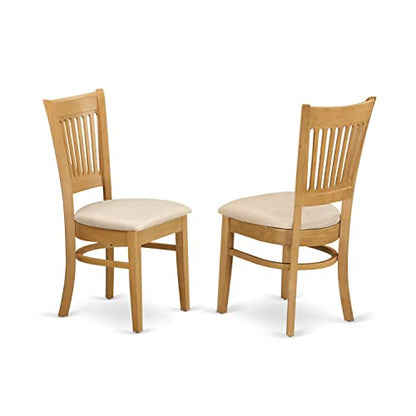 East West Furniture DLVA5-OAK-C 5 Piece Kitchen Table & Chairs Set Includes a Round Dining Room Table with Dropleaf and 4 Linen Fabric Upholstered Chairs, 42x42 Inch, Oak - color: Dlva5-oak-c