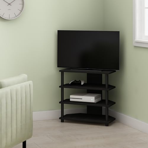 Ipoh TV Stand for up to 32 inch TV, Entertainment Center with Open Shelves for Living Room, Black Oak - color: Black Oak/Black