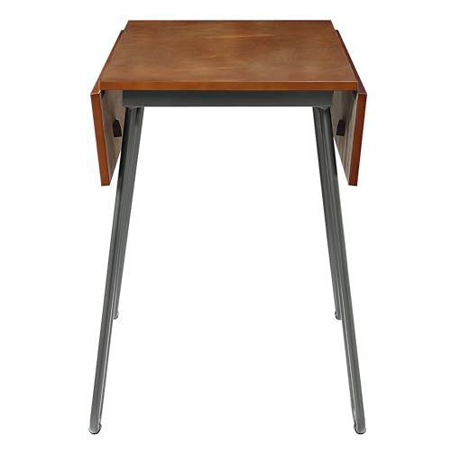 36" Mid‑Century Modern Dropleaf Wood & Metal Dining Table