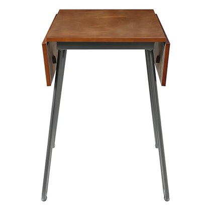 36" Mid‑Century Modern Dropleaf Wood & Metal Dining Table
