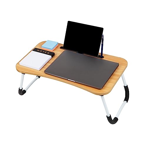 Mind Reader Lap Desk Laptop Stand with Folding Legs, Portable Bed Tray Table for Laptop, Breakfast, Reading, Crafts, MDF, Beige - color: Beige