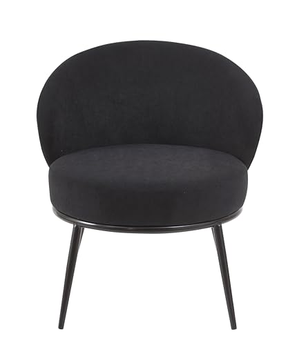 GDFStudio 27" Modern Accent Chair, Comfy Lounge Chair, Velvet Upholstered Chair, Mid Century Modern Armchair with Metal Legs, Solid Wood Frame, Cushion Barrel Side Chair for Living Room Bedroom, Black - color: Black + Velvet