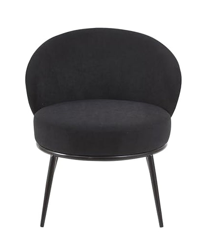 GDFStudio 27" Modern Accent Chair, Comfy Lounge Chair, Velvet Upholstered Chair, Mid Century Modern Armchair with Metal Legs, Solid Wood Frame, Cushion Barrel Side Chair for Living Room Bedroom, Black - color: Black + Velvet
