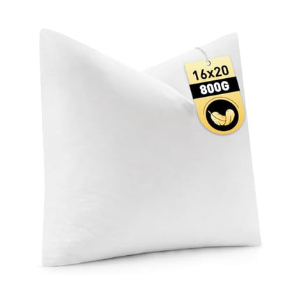 MIULEE 16x20 Inch Down Feather Pillow Insert with Cotton Fabric | Fluffy and Comfy Throw Pillow for Bed Couch and Sofa - size: 16x20 Inch