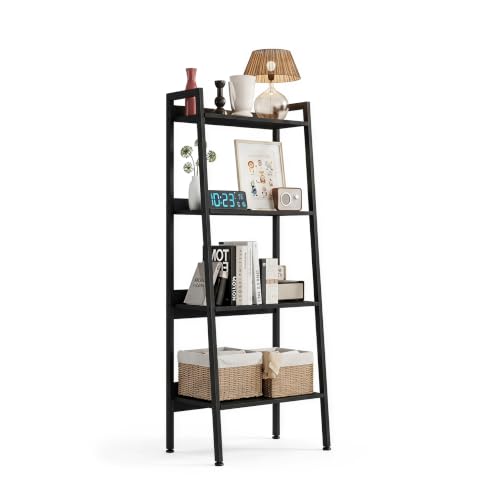 4 Tier Ladder Shelf,22” Wide Tower Storage Shelf, Dark Gray | Skandiquip 13.5” Narrow Ladder Shelf, Steel Frame Anti-Tip Tall Storage Tower for Books & Plants, Kitchen Living Room Office - color: Dark Gray, size: 4 Tier