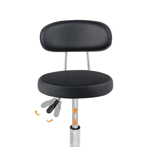 HOOBRO Height Adjustable Rolling Stool, 360° Rotating Drafting Chair, Multi-Purpose Office Desk Chair, Rolling Swivel Salon Stool Chair, for Barber Shop, Nail Salon, Office, Black SB01BY01G1