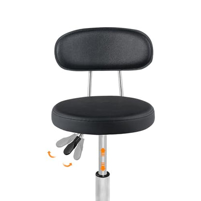 HOOBRO Height Adjustable Rolling Stool, 360° Rotating Drafting Chair, Multi-Purpose Office Desk Chair, Rolling Swivel Salon Stool Chair, for Barber Shop, Nail Salon, Office, Black SB01BY01G1