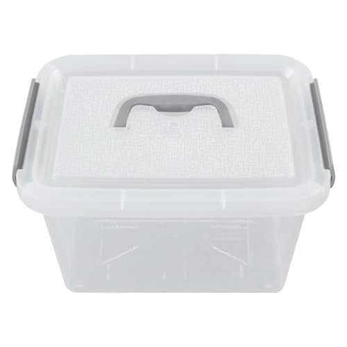 6-Pack Plastic Storage Box, 6 L Clear Storage Bins with Lid | 10.6"L x 7.6"W x 6.3"H, Integrated Top Handle, SecureLatches, Versatile For Craft, Cosmetic And Small Supply Storage - size: 6 L