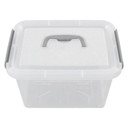 6-Pack Plastic Storage Box, 6 L Clear Storage Bins with Lid | 10.6"L x 7.6"W x 6.3"H, Integrated Top Handle, SecureLatches, Versatile For Craft, Cosmetic And Small Supply Storage - size: 6 L