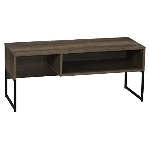 Household Essentials Ashwood & Iron Wrap TV Stand in Rustic Black Finish - color: Ashwood, style: TV Stand
