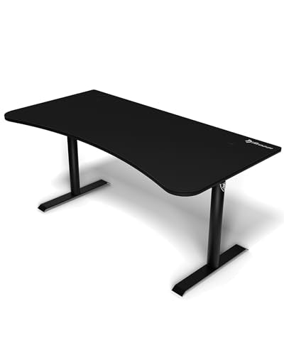 Arozzi Arena Ultrawide Curved Gaming Desk Pure Black | Full Surface Water-Resistant Desk Mat, Monitor Mount Cut-Outs, Cable Management Netting - color: Pure Black, size: Large