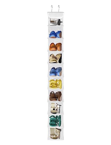 Libeder 10-Shelf Hanging Shoe Organizers with Side Pockets, Transparent | Hanging Closet Organizer with Side Pockets for Wardrode,Dorm, Folding Shoe Racks, Space Saving Hanging Shelves with Hooks - color: Transparent