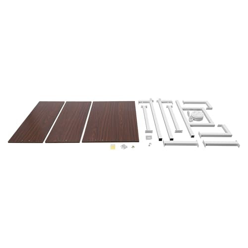 Industrial Wall Mount Desk, 3-Tier Ladder Computer Desk, 30inch Floating Computer Writing Table with Storage Shelves for Home Office Small Spaces (Brown+White) - color: Brown+white