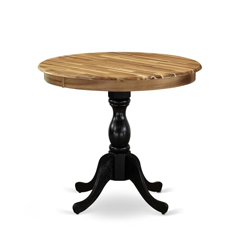 East West Furniture AMT-ANB-TP Antique Modern Dining Table - a Round Kitchen Table Top with Pedestal Base, 36x36 Inch, Multi-Color - color: Amt-anb-tp