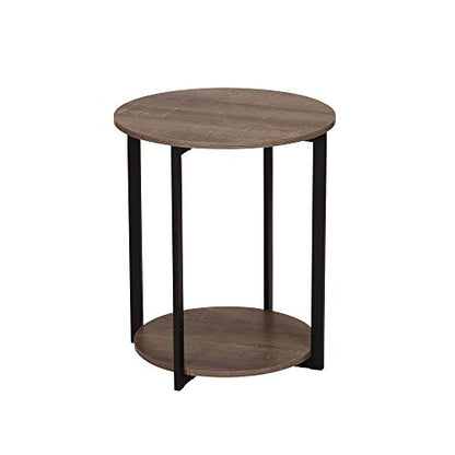 Household Essentials Wooden Side End Table with Storage Shelf | Ashwood - color: Ashwood