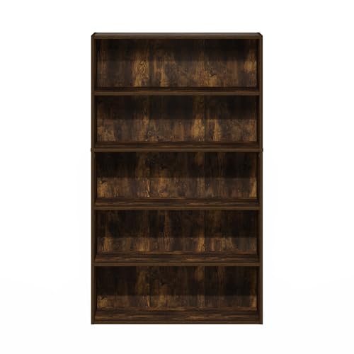 Furinno PASIR Book Shelf, 5-Tier Bookshelf, Bookcase with Open Shelf, 9.4 x 31.5 x 52.7, for Living Room, Bedroom, Home Office, Amber Pine - color: Amber Pine, size: 5-Tier
