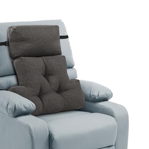 ROYALAY 2 Pcs Neck Pillow Lumbar Support for Recliner, Back Pillow for Chair with Adjustable Headrest Pillow, Back Rest Pillow for Office Chairs, Recliners,Sofa, Couch, Brown