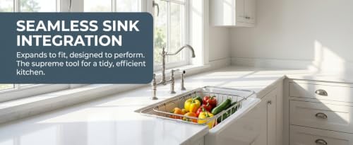 Expandable Over-the-Sink Stainless Steel Dish Rack - size: Small