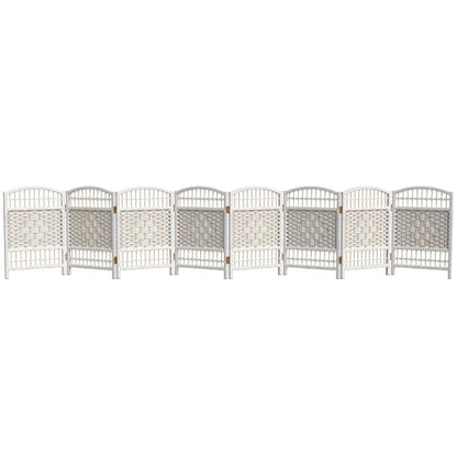 Red Lantern 2 ft. Short Fiber Weave Folding Screen - White - 8 Panels - color: White, size: 8 Panel
