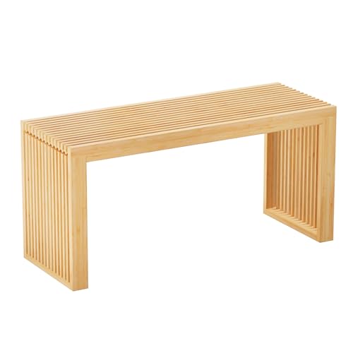 APRTAT Bamboo Dining Bench 35-Inch Indoor Wood Shoe Rack Bench for Entryway | Easy Assemble, Sturdy & Durable,Slatted Design,Versatile Everyday Seating,Living Room Hallway Bedroom Bathroom - color: Nature, size: Long