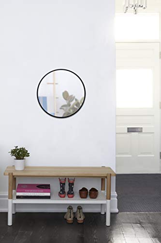Umbra Hub Round Wall Mirror, Rubber Frame Bathroom Mirror, 24-Inch, Black