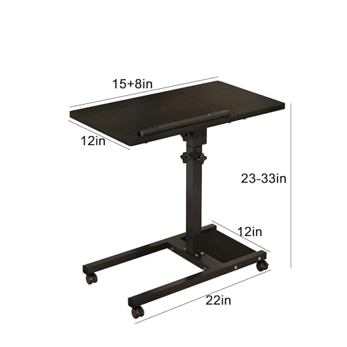 TigerDad Mobile Adjustable Height Laptop Stand PC Computer Portable Notebook Swivel Laptop Desk Rolling Table Desk Cart Tiltable with Wheels Casters& Mouse Pad Table - color: Dekuwood