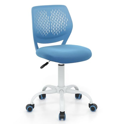 GIANTEX Kids Desk Chair, Adjustable Children Study Chair, Swivel Armless Mesh Task Student Chair, Child Desk Chair with Adjustable Height & Lumbar Support Computer Chair (Blue) - color: Blue