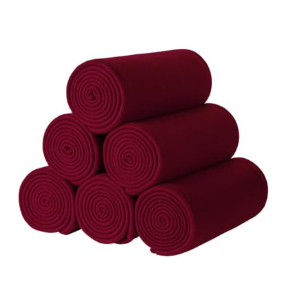 CAI TENG Fleece Throw Blanket 6 Pack Blankets Bulk Soft Lightweight Kid Blanket Cozy Small Blanket 50 x 60 Solid Pet-Friendly Bed Sofa Couch Fleece Fabric Travel Wedding Outdoor Burgundy - color: Burgundy