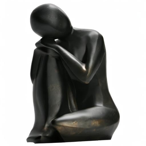 Guichifun Thinker Statue Abstract Sculpture Decorative Objects Black 8 in