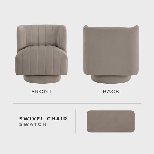Lexicon Swivel Accent Chair, Textured Fabric Upholstered 360 Degree Swivel Barrel Chair with Channel Tufted, Comfort Seat, for Living Room, Bedroom, Office, Easy Assembly, Taupe - color: Taupe
