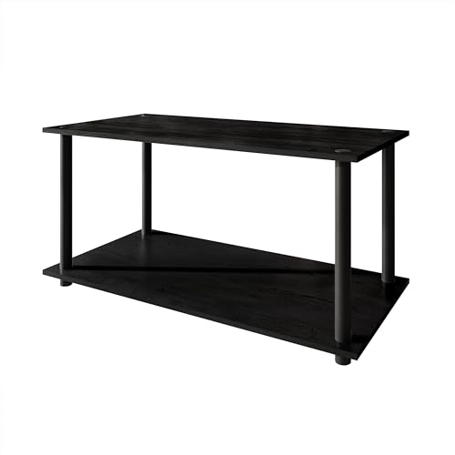 Coffee Table with Open Storage Shelf, Modern Design, Black - color: Black