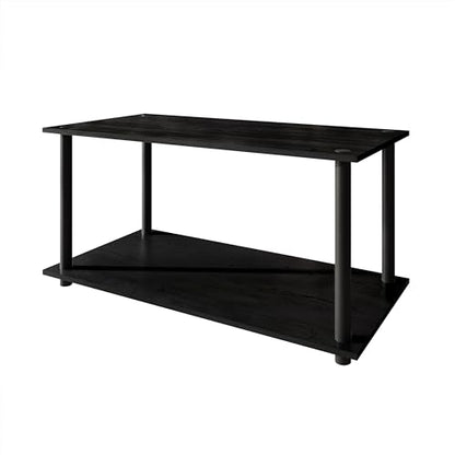 Coffee Table with Open Storage Shelf, Modern Design, Black - color: Black