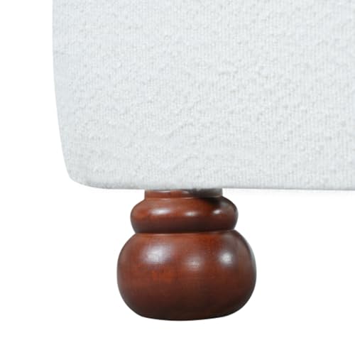 Relaxing Upholstered Bed Frame with Rounded Padded Headboard, Supportive Slats, Wooden Legs
