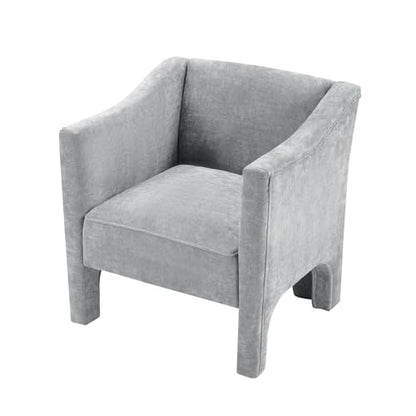 Penau Barrel Accent Chair, Chenille Upholstered Grey Seat | Soft Chenille Upholstery, Foam With Spring Pockets, Compact Living Room Seating, Bedroom Lounge Use