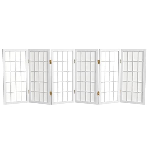 2 ft. Short Desktop Window Pane Shoji Screen - White - 6 Panels - color: White, size: 6 Panel