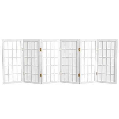 2 ft. Short Desktop Window Pane Shoji Screen - White - 6 Panels - color: White, size: 6 Panel