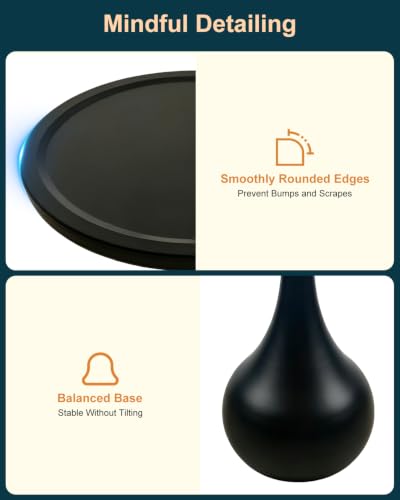 18IN x 21IN Round Side Table Modern Small Black Side Table, Matel Pedestal Accent Coffee End Table for Living Room Bedroom, Easy Assembly Indoor/Outdoor Circle Table - color: 18in-black Drop