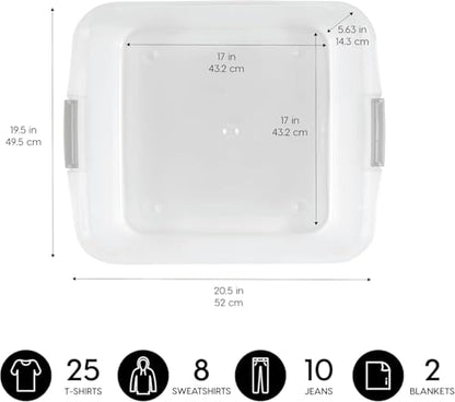IRIS USA 3-Pack, 33 Qt. Under Bed Storage Bin with Lids, Clear | Store seasonal clothing, shoes, blankets, linens and household essentials neatly under beds to maximize storage space - style: 33 Qt. Short - 3 Pack