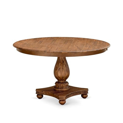 F52-0N-TP - Kitchen Table with Acacia Wood Round Tabletop, Antique Walnut Finish - color: Antique Walnut, size: 54x54 Inch